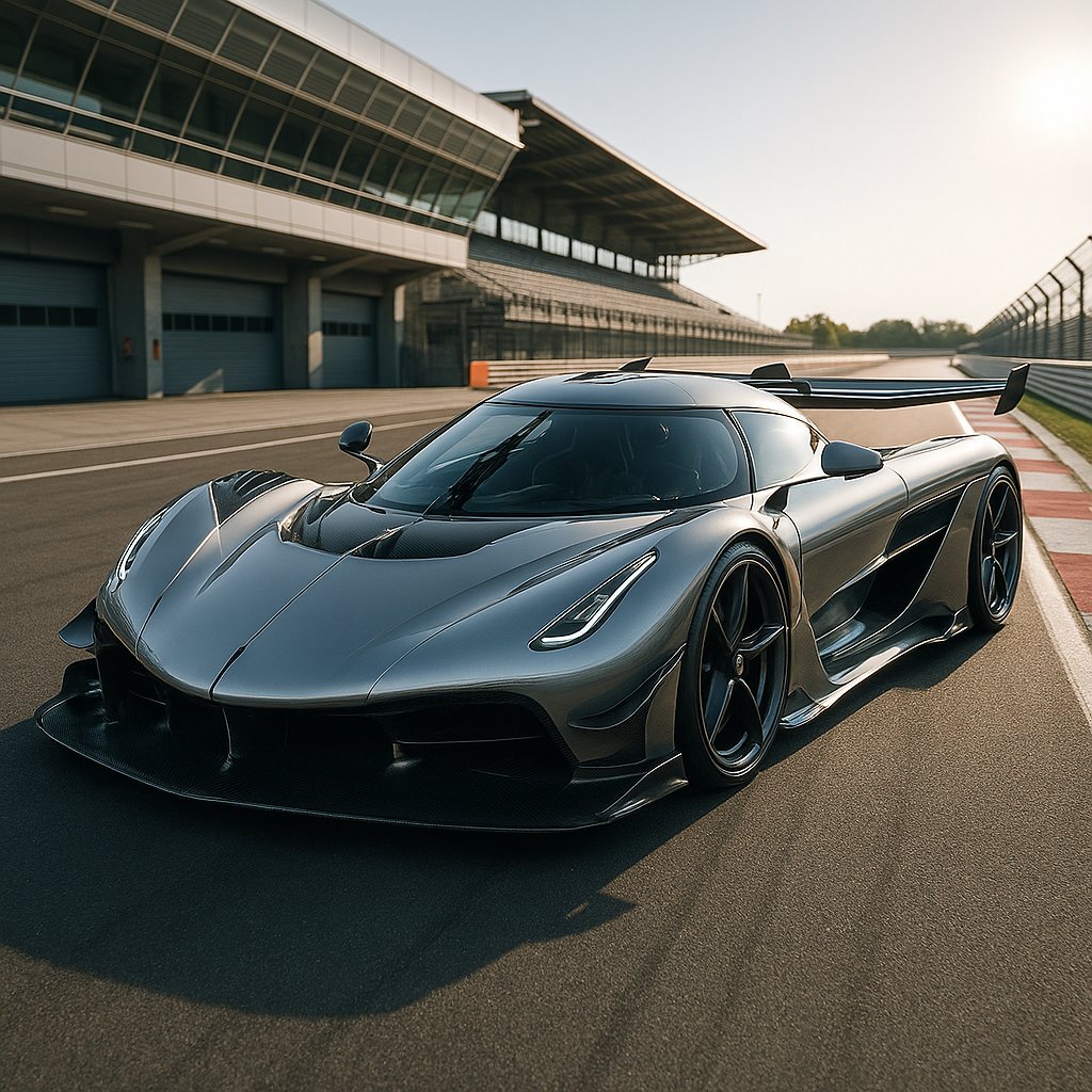 Carbon-Fiber Hypercar on Modern Racetrack