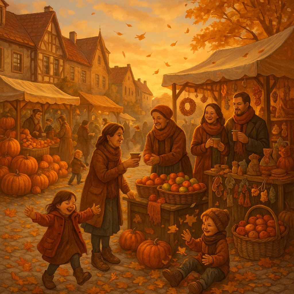 Charming Autumn Market in Europe