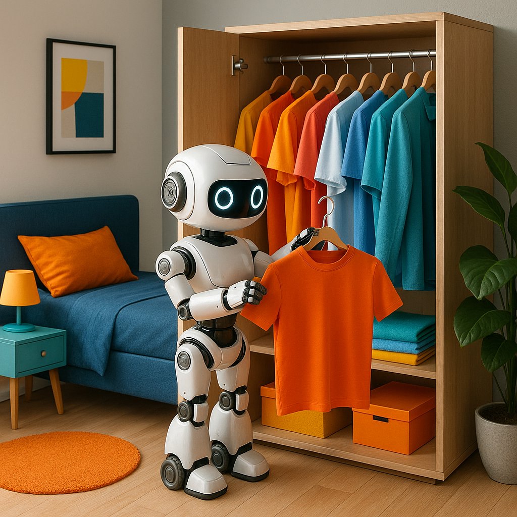 Compact Robot Organizing Wardrobe by Color