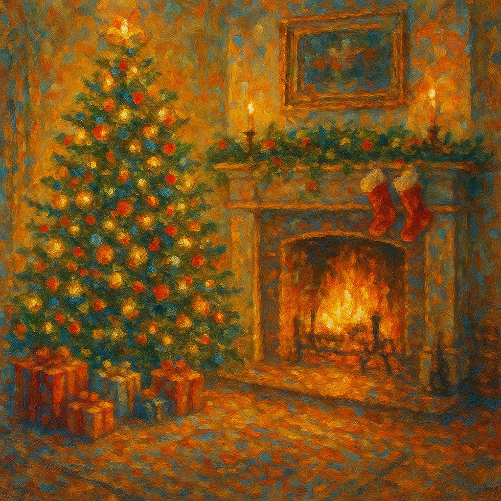 Cozy Fireplace and Christmas Tree