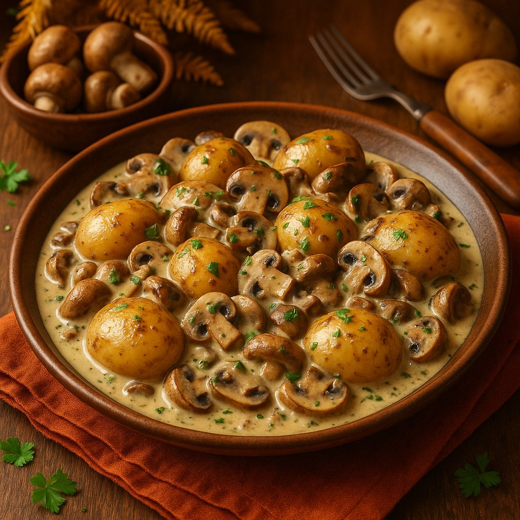 Creamy Forest-Style Baby Potatoes & Mushrooms