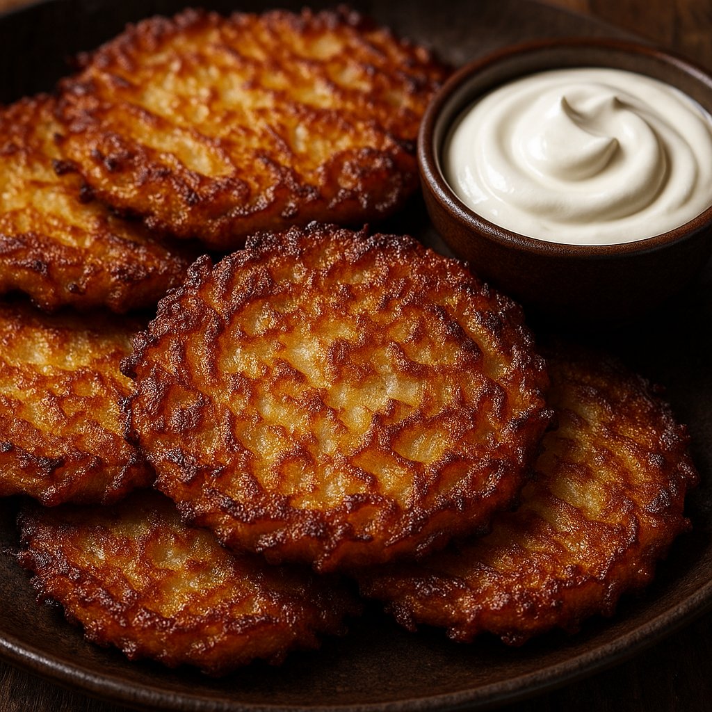 Crispy Deruny with Sour Cream