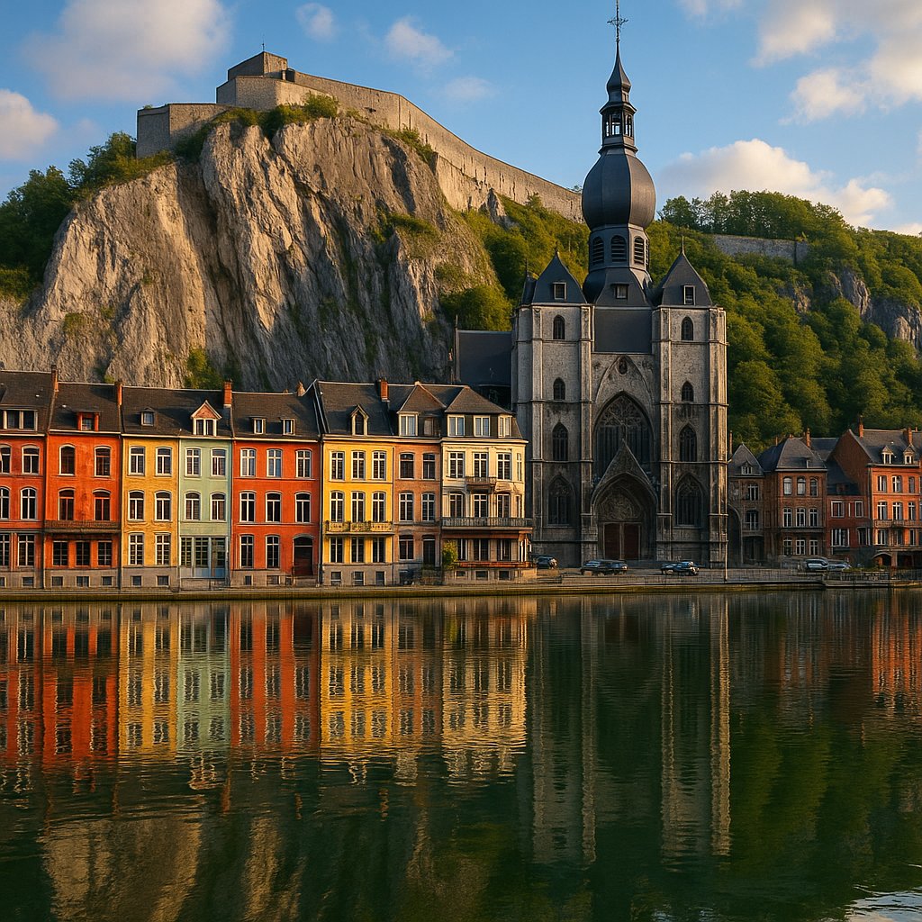 Dinant on the Meuse — Colorful Riverside and Collegiate Church