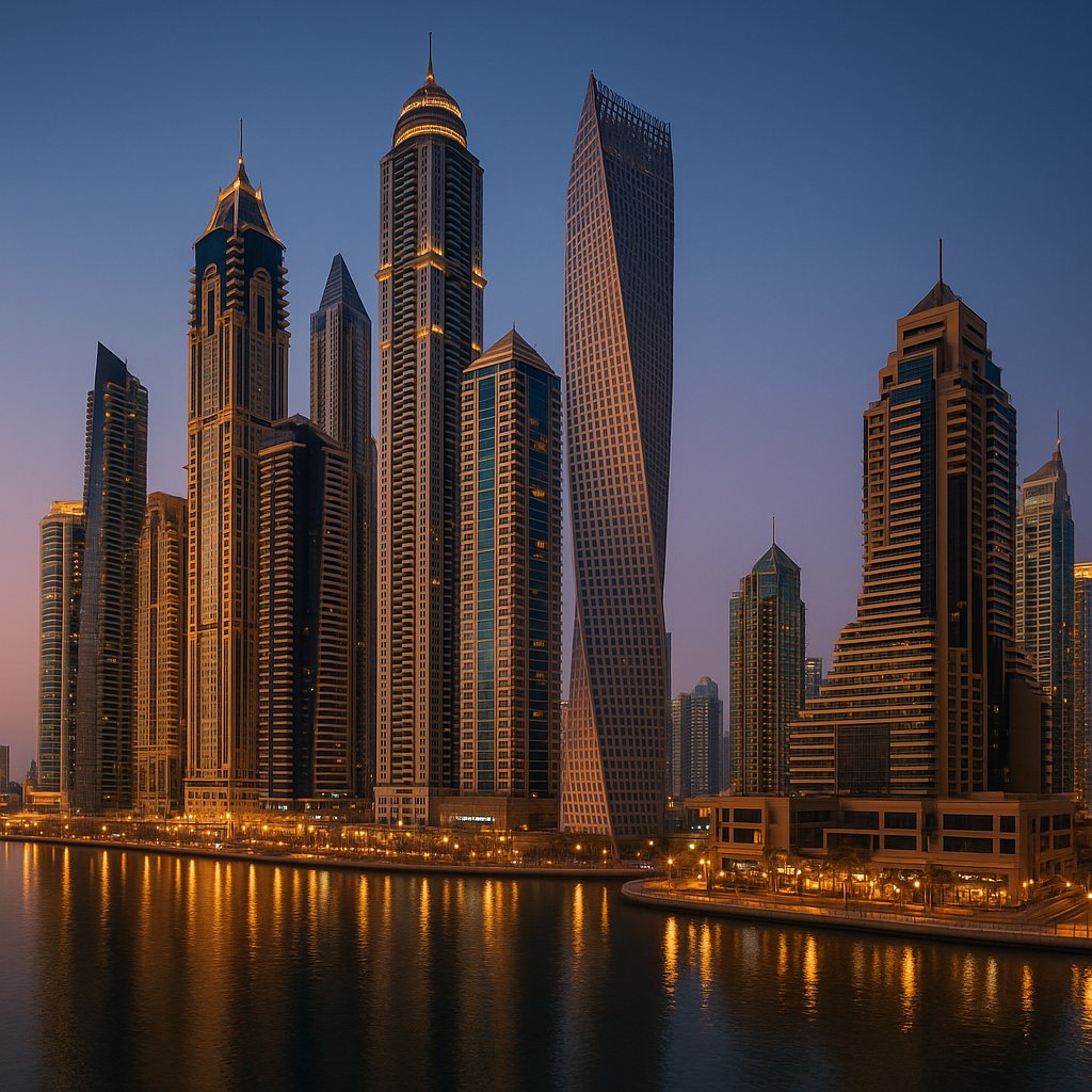 Dubai Marina Twilight — Skyline Reflection