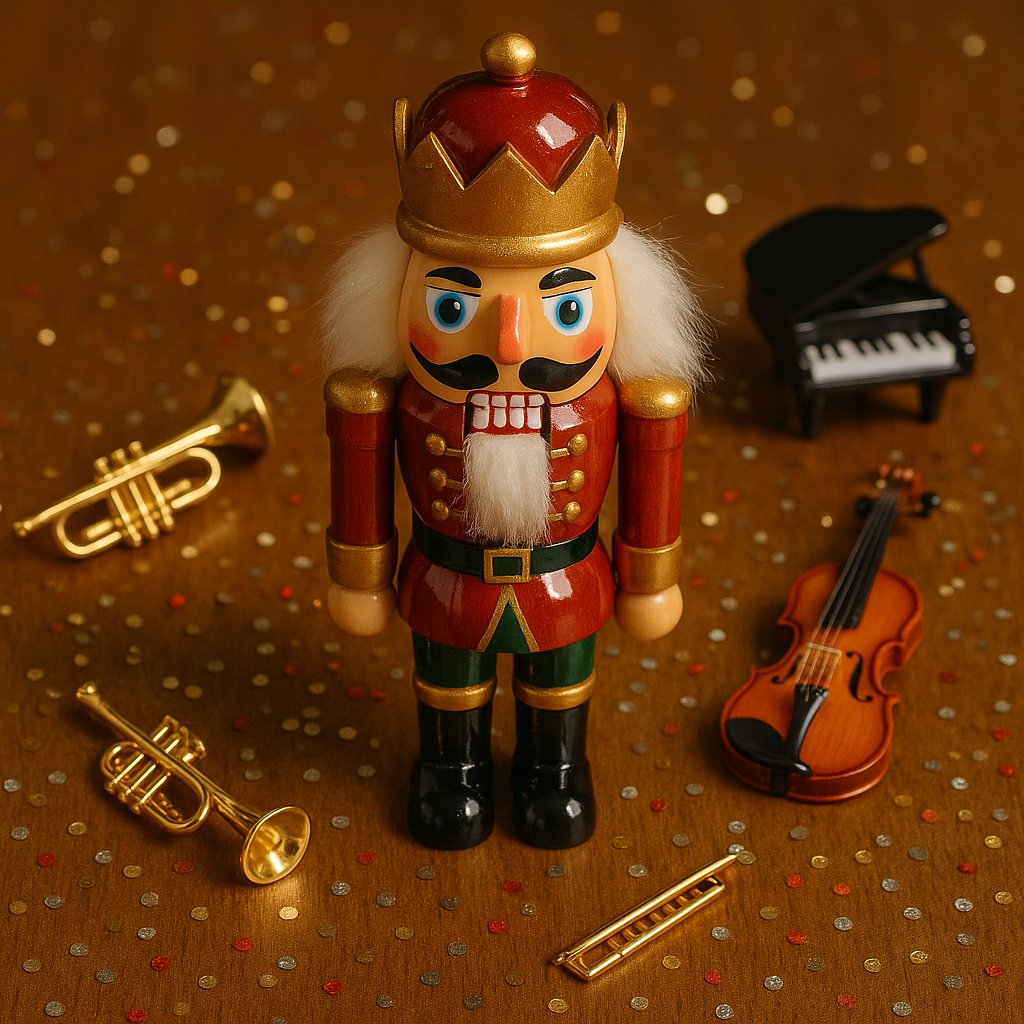 Festive Nutcracker with Tiny Musical Instruments