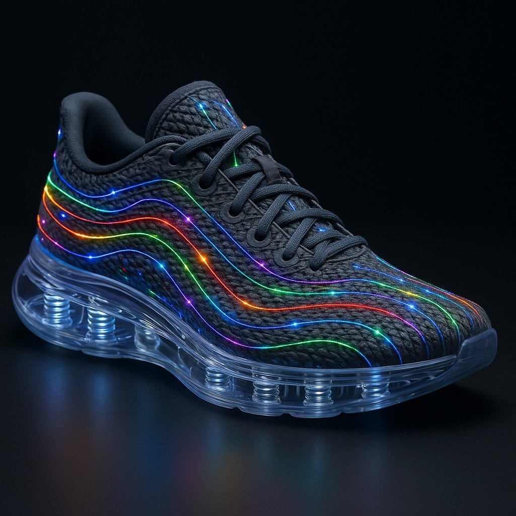 Fiber-Optic Smart Sneaker with Transparent Micro-Spring Sole