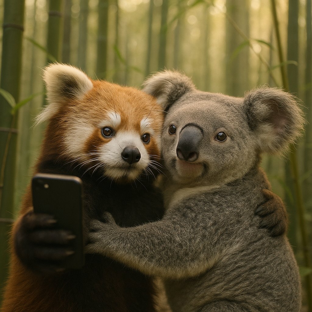 Forest Selfie: Red Panda & Koala Embrace