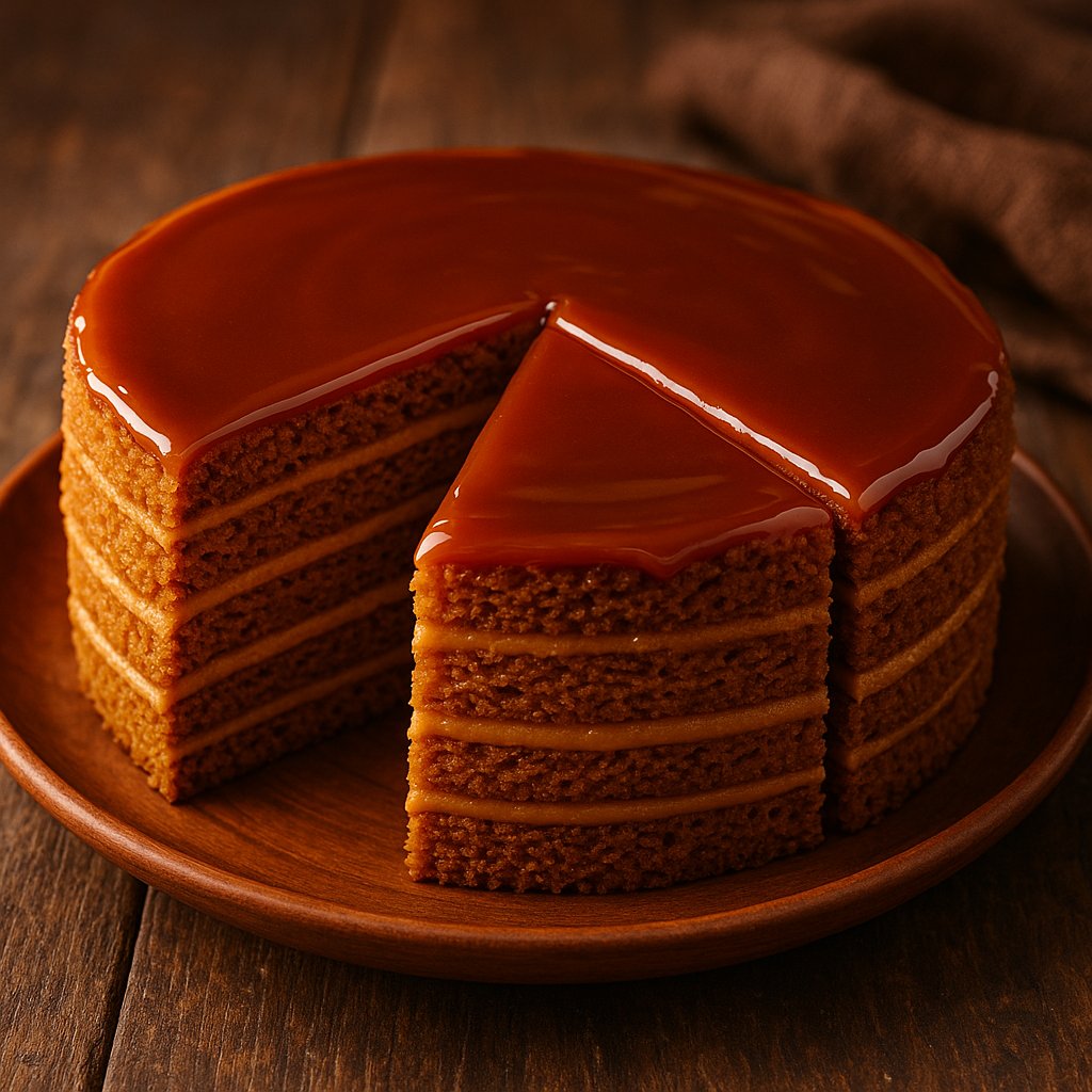 Glossy Caramel Medovyk Honey Cake