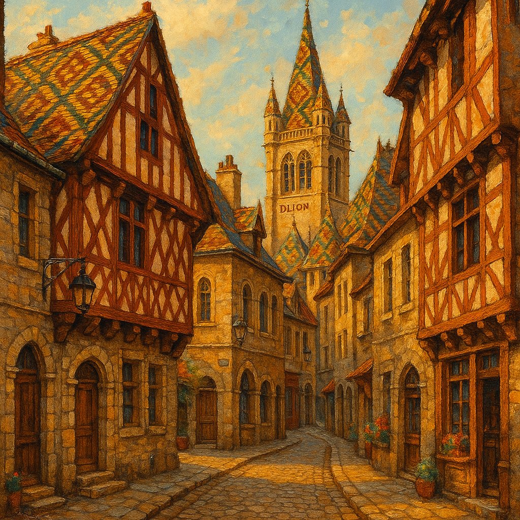 Golden Afternoon in Dijon: Medieval Tiled Roofs