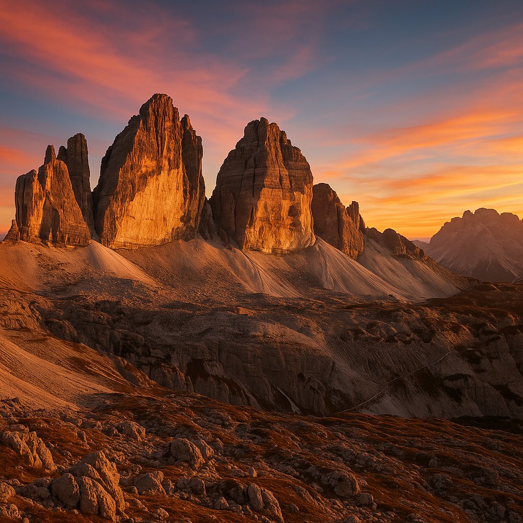 Golden Tre Cime at Sunset