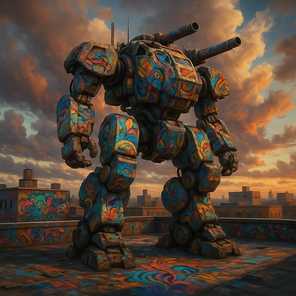 Graffiti Sentinel at Dusk