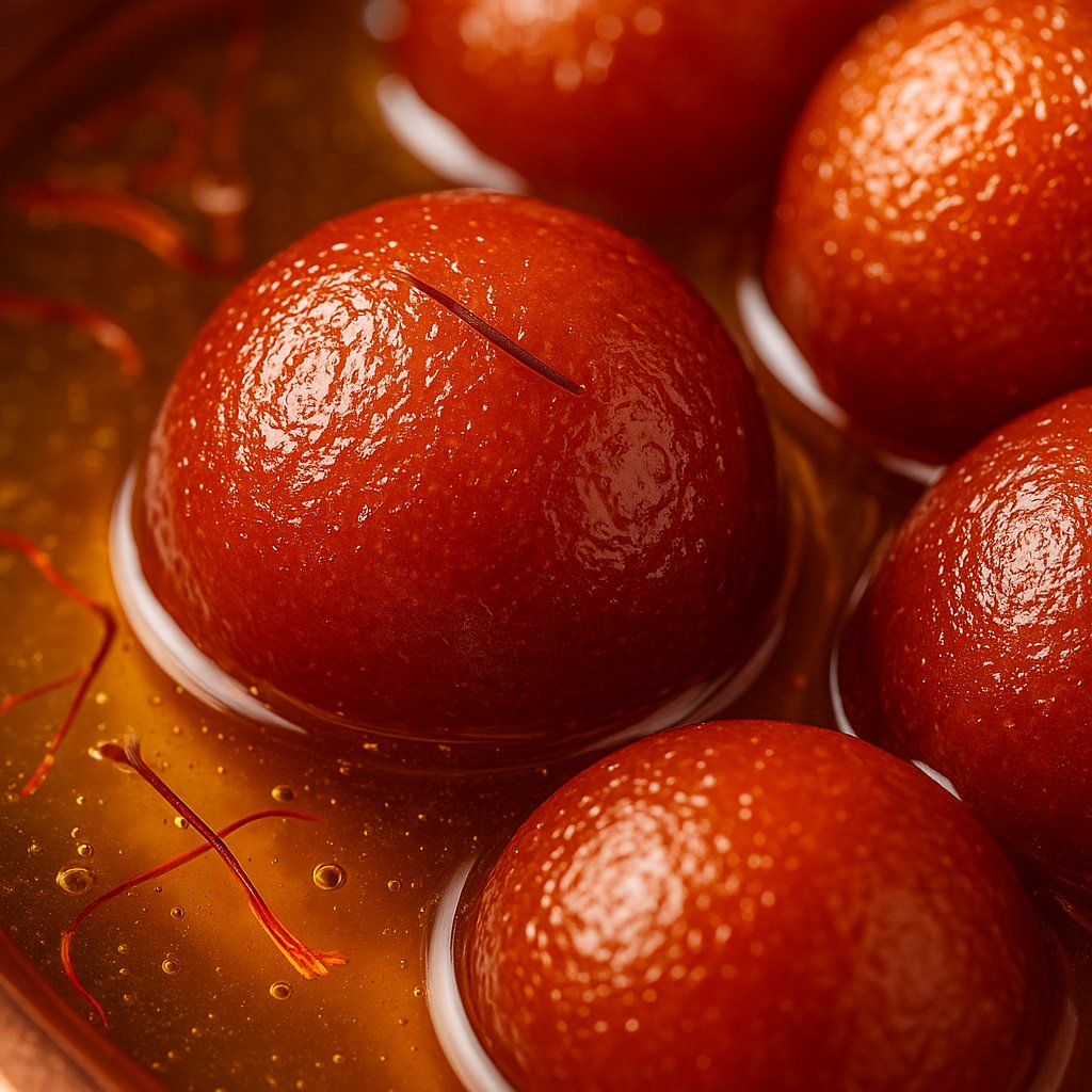 Gulab Jamun in Saffron Syrup
