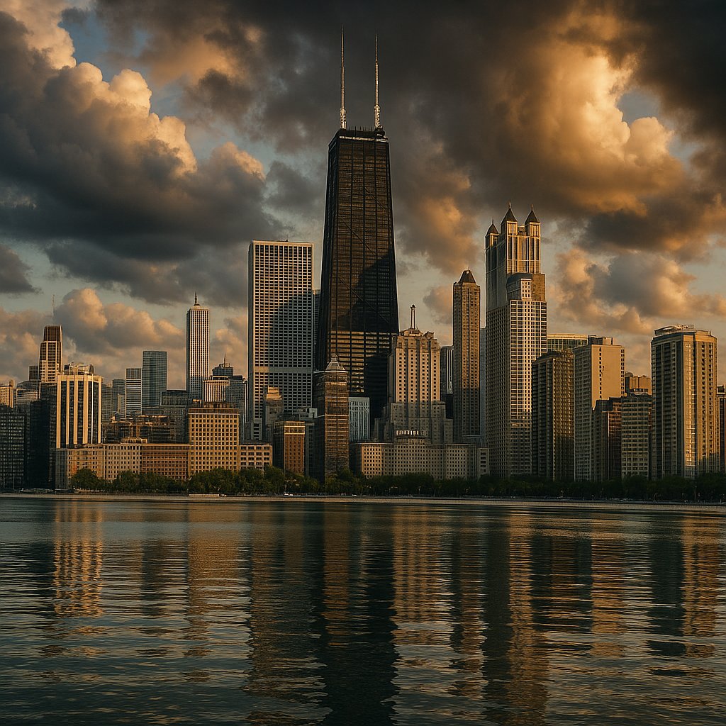 Lakefront Skyline at Dramatic Dusk