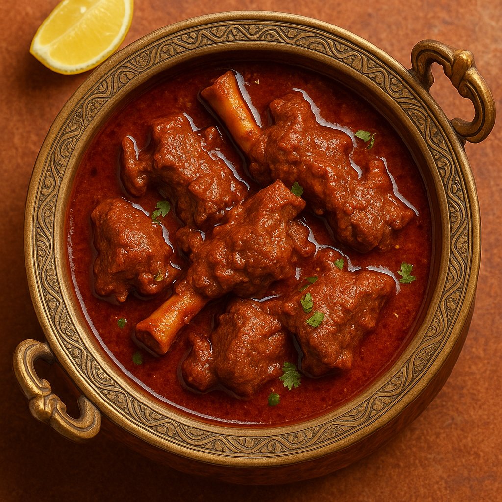 Lamb Rogan Josh in Kashmiri Brass Handi