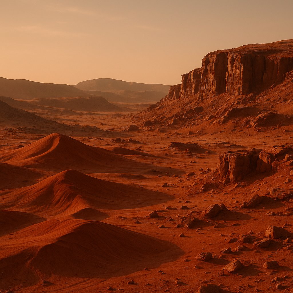 Martian Dune Valley at Golden Hour
