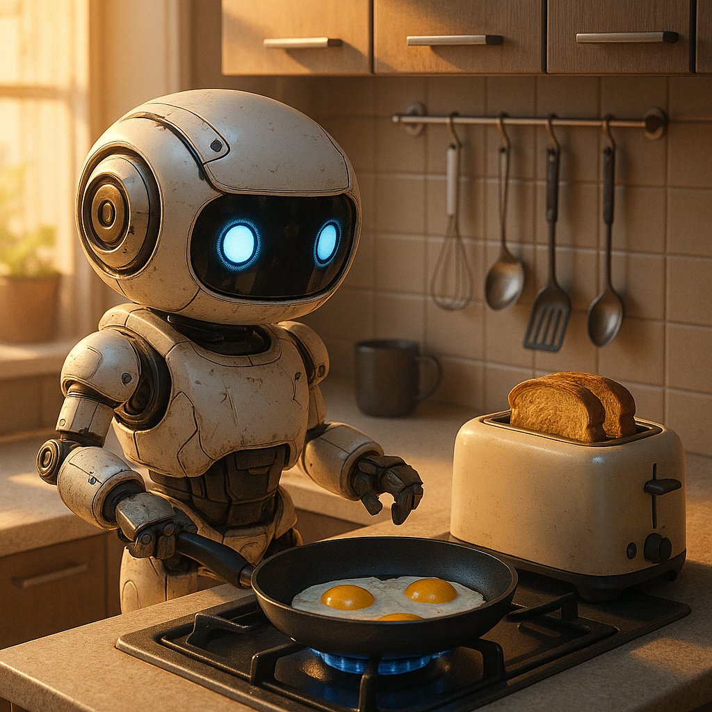 Morning Routine: Compact Robot Making Breakfast