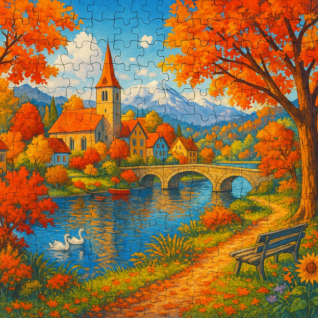 November in the Alpine Village — Autumn Puzzle
