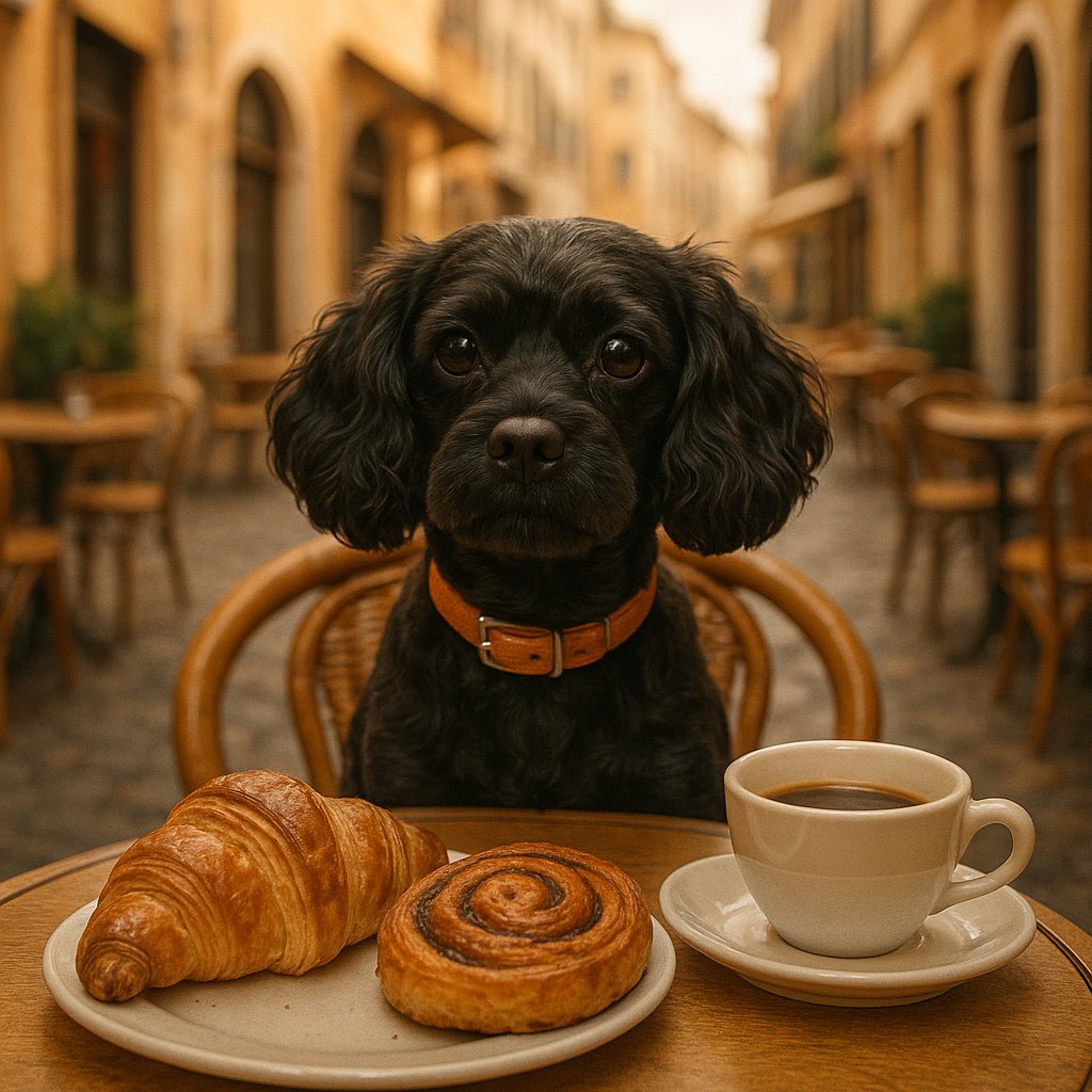 Parisian Café Pup with Pastries