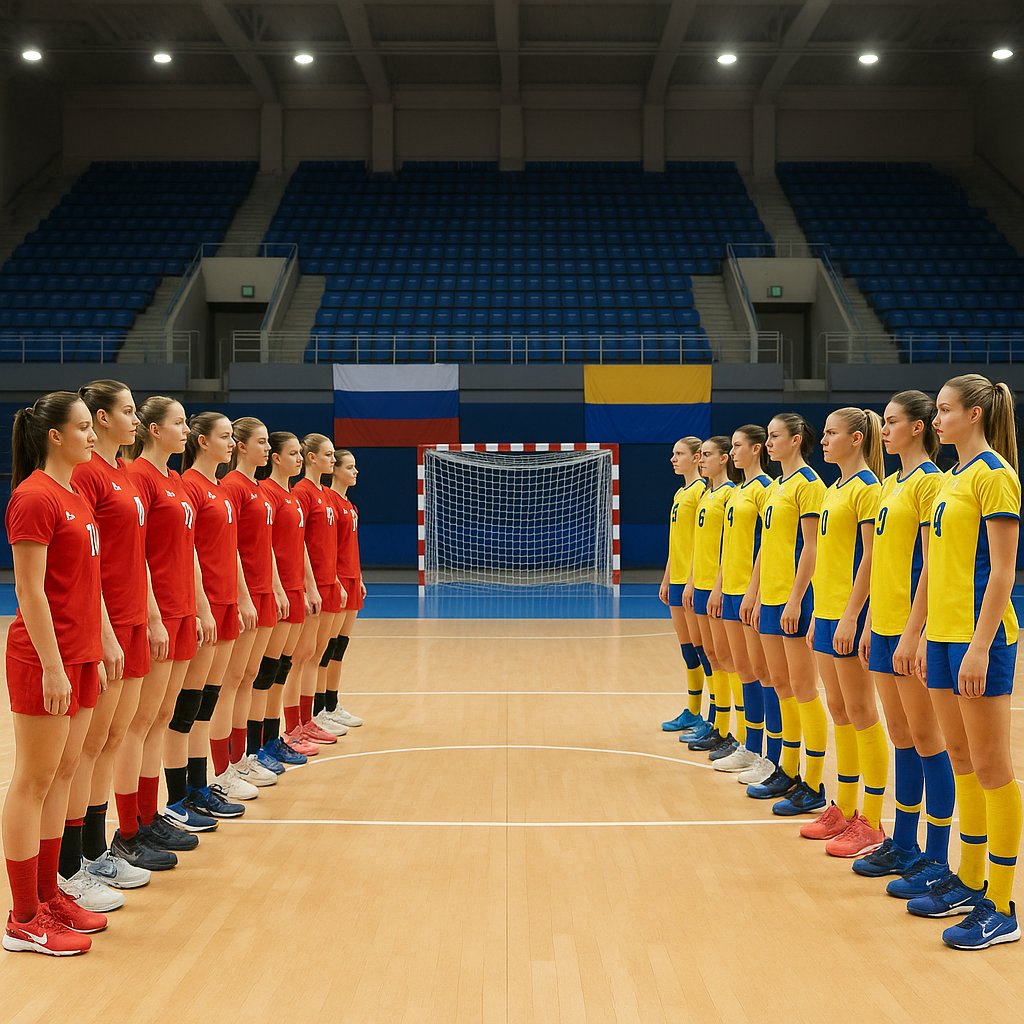 Pre-Match Lineup: Women's Handball Teams in Ceremony