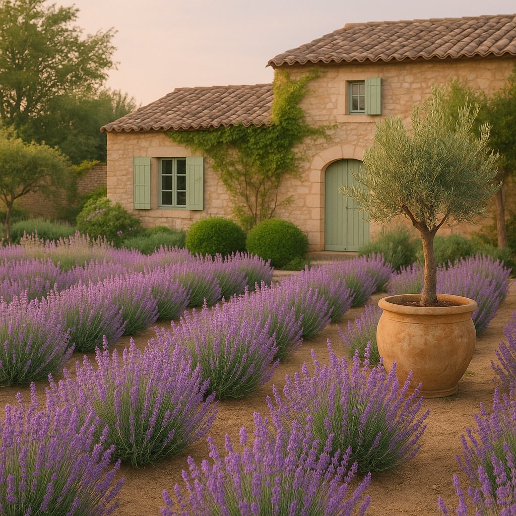 Provence Lavender Garden at Golden Hour