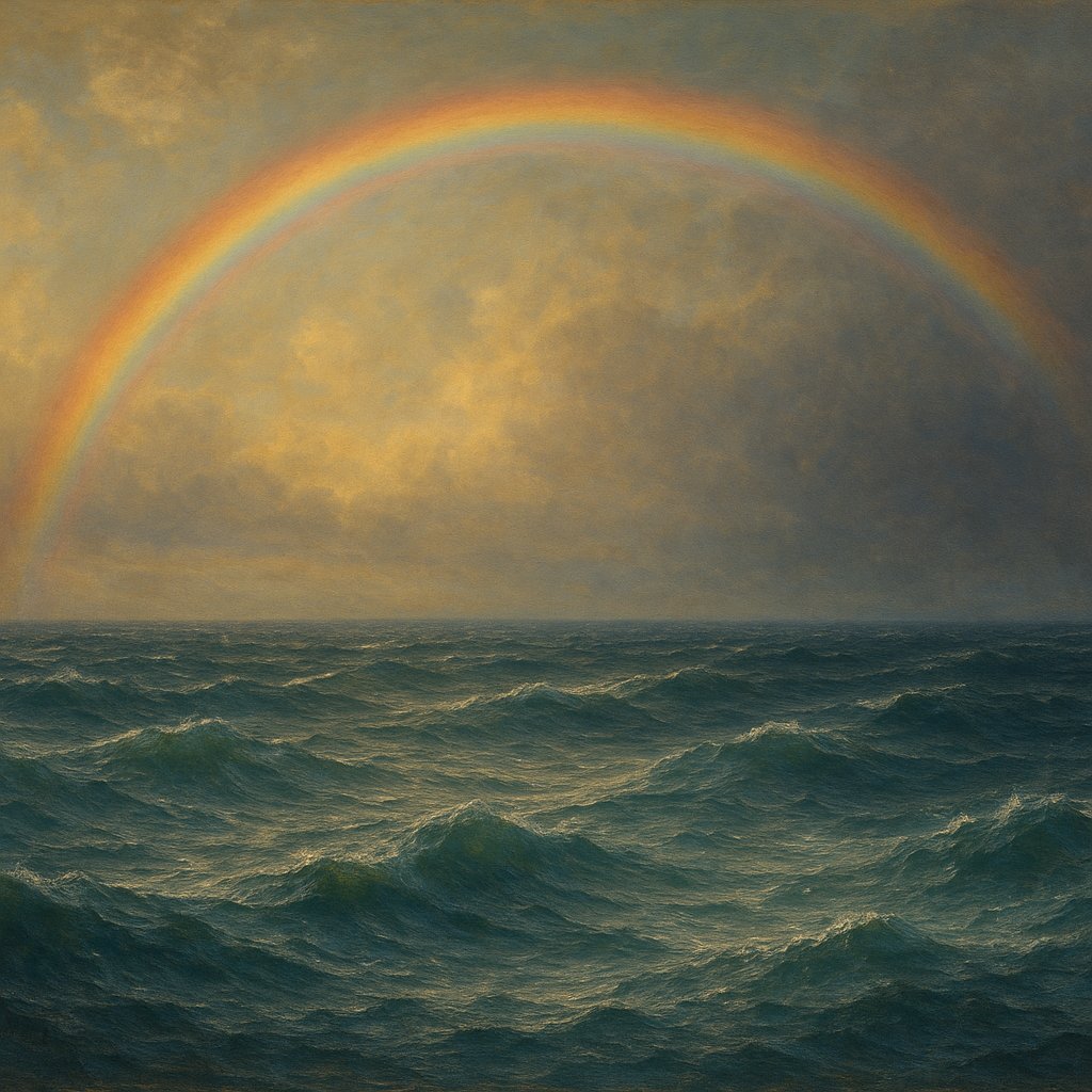 Rainbow Over a Restless Sea