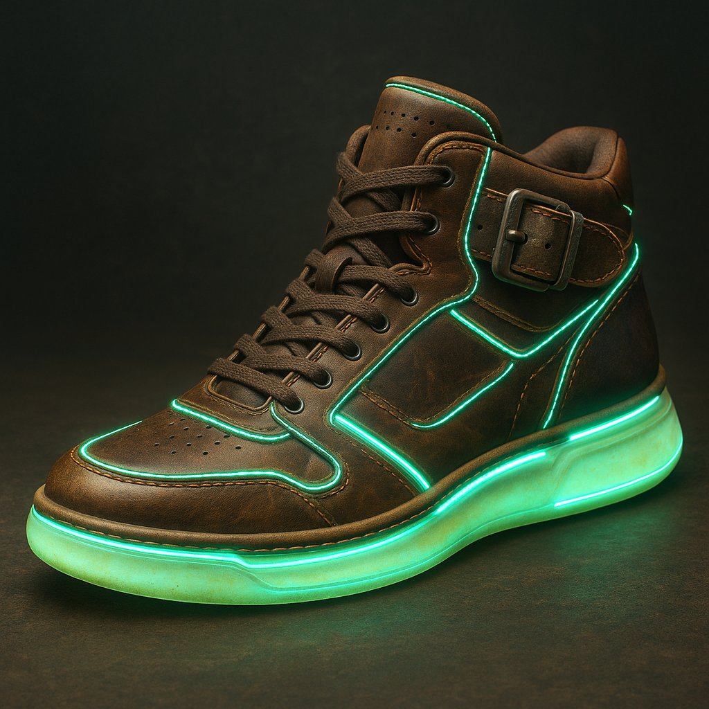 Retro-Future Leather High-Top with Luminous Seams