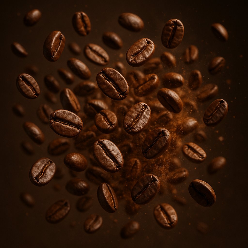 Roasted Coffee Beans in Motion