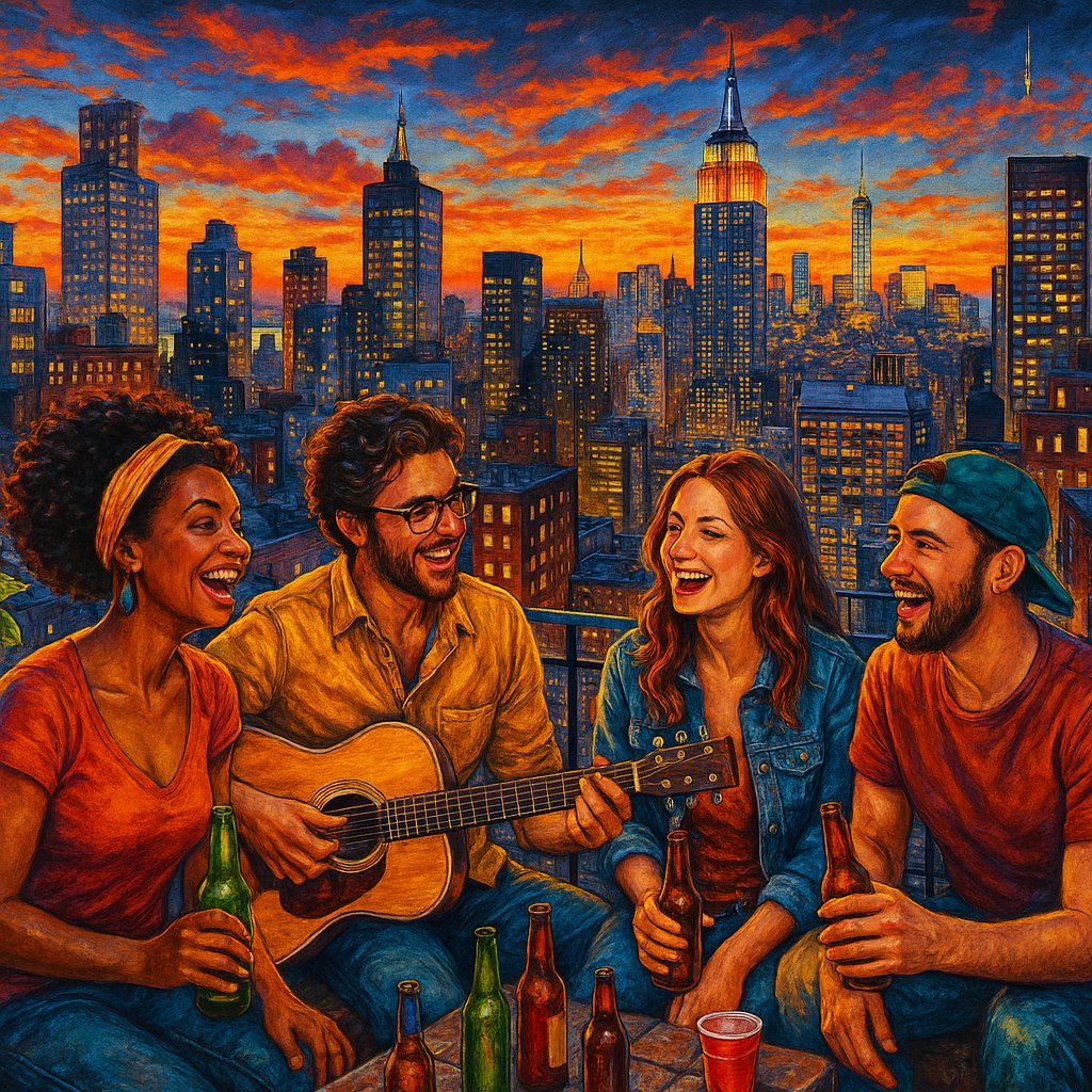 Rooftop Sunset Jam in Manhattan