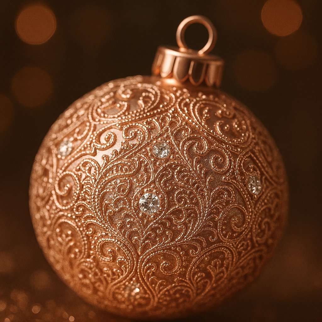 Rose Gold Lace: Diamond-Studded Christmas Sphere
