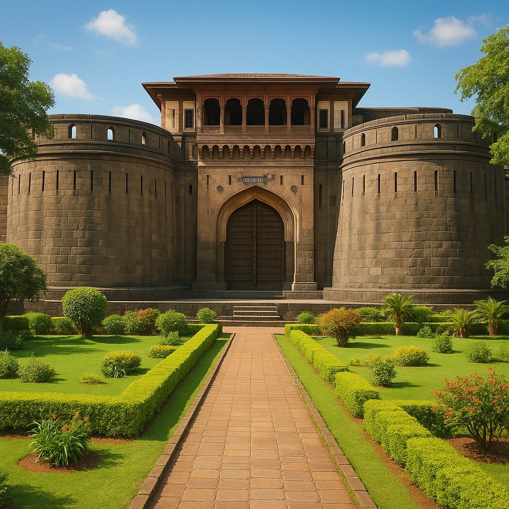 Shaniwar Wada Gate, Pune — Sunlit Fortress and Gardens