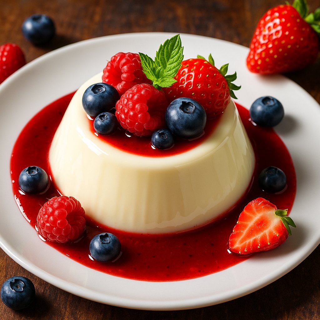 Silky Panna Cotta with Mixed Berry Coulis
