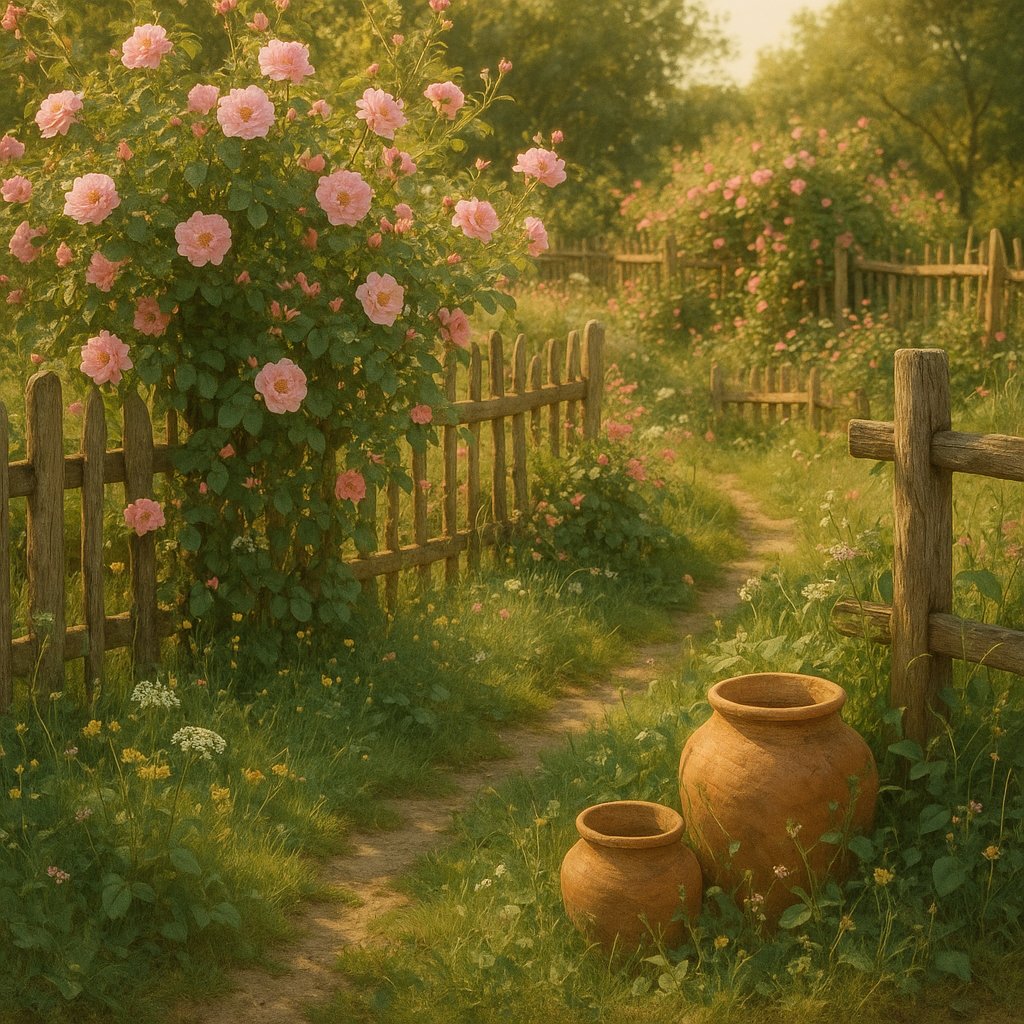 Sunlit Country Rose Path