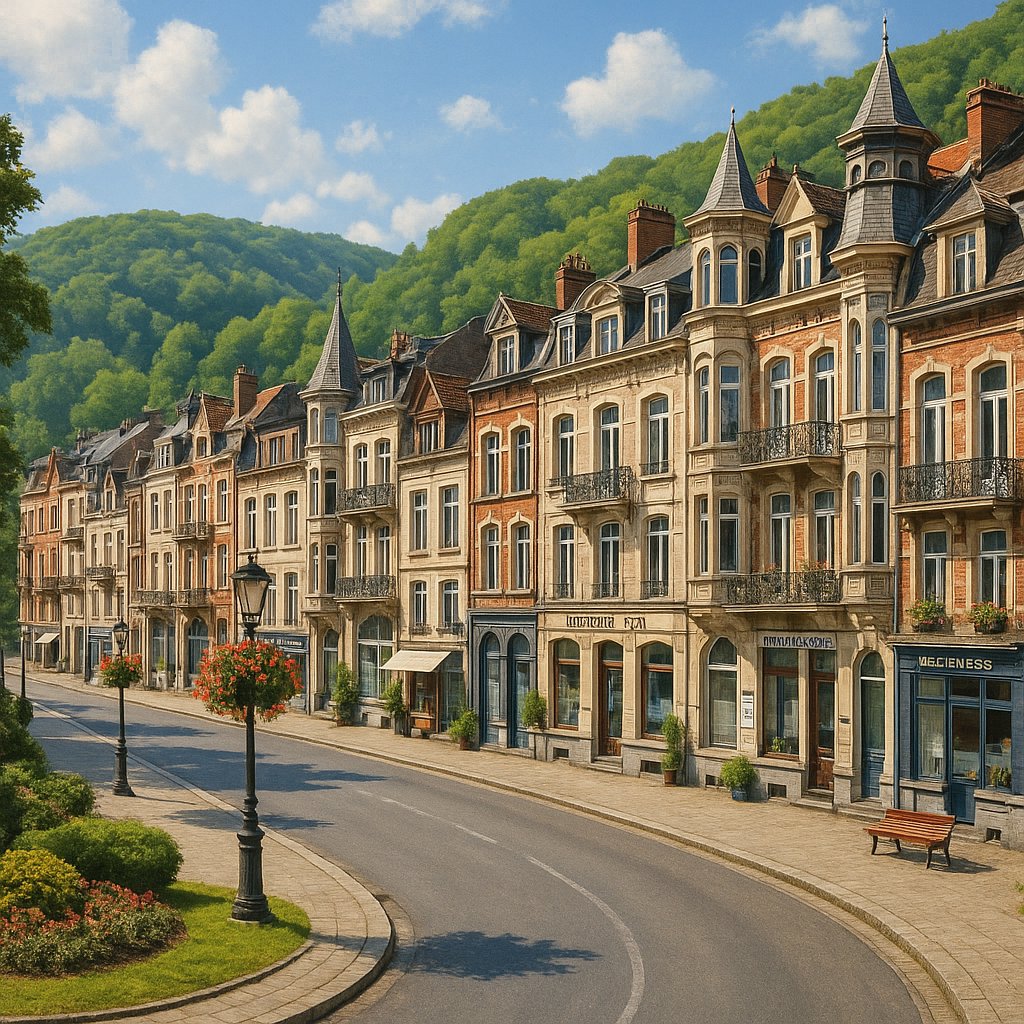 Sunlit Spa Town Promenade