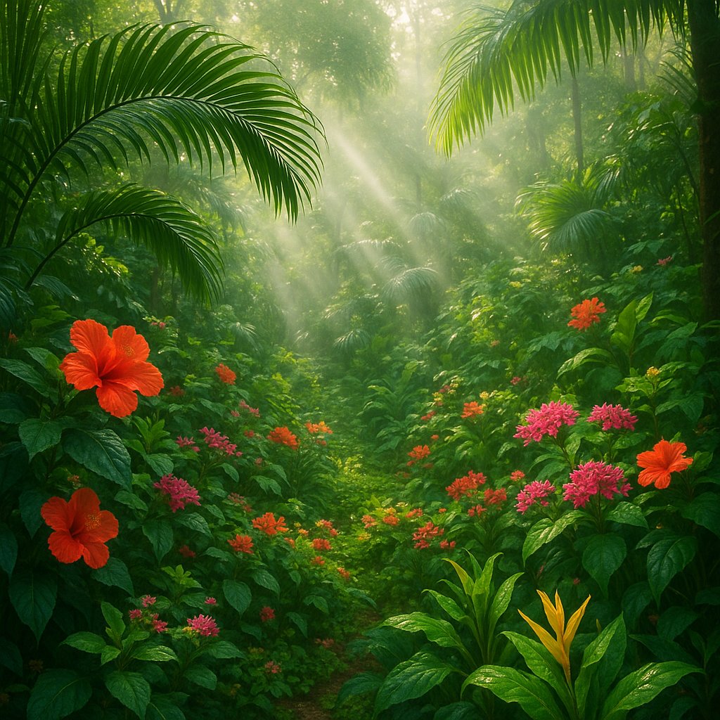 Sunlit Tropical Garden Path