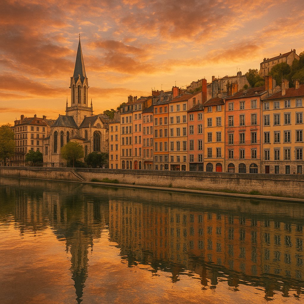 Sunset Reflections on the Saône — Vieux Lyon