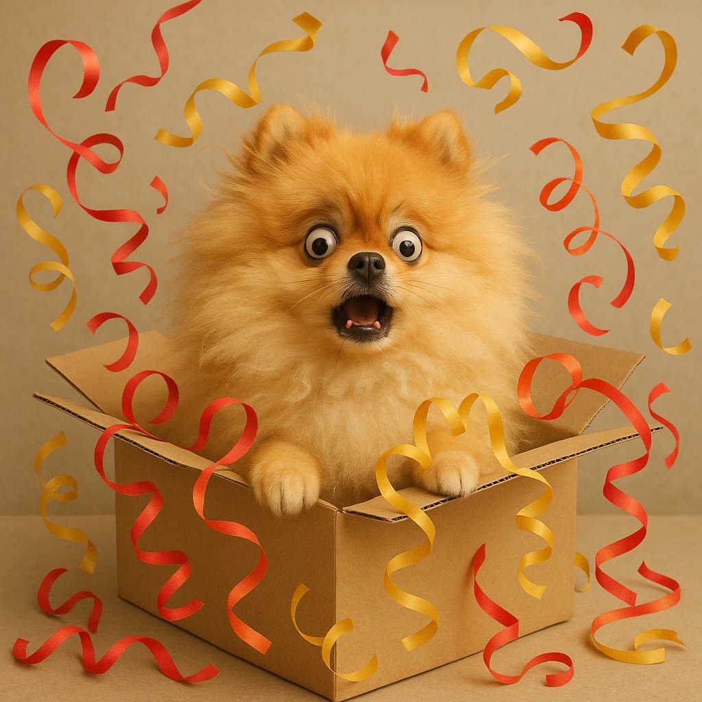 Surprise Pomeranian in a Gift Box