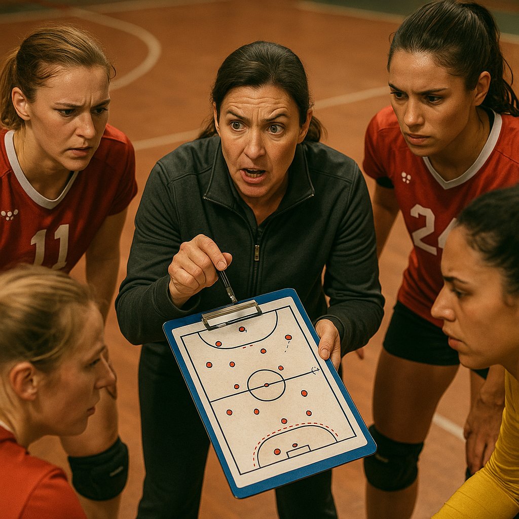 Timeout Huddle: Coach Commands the Play