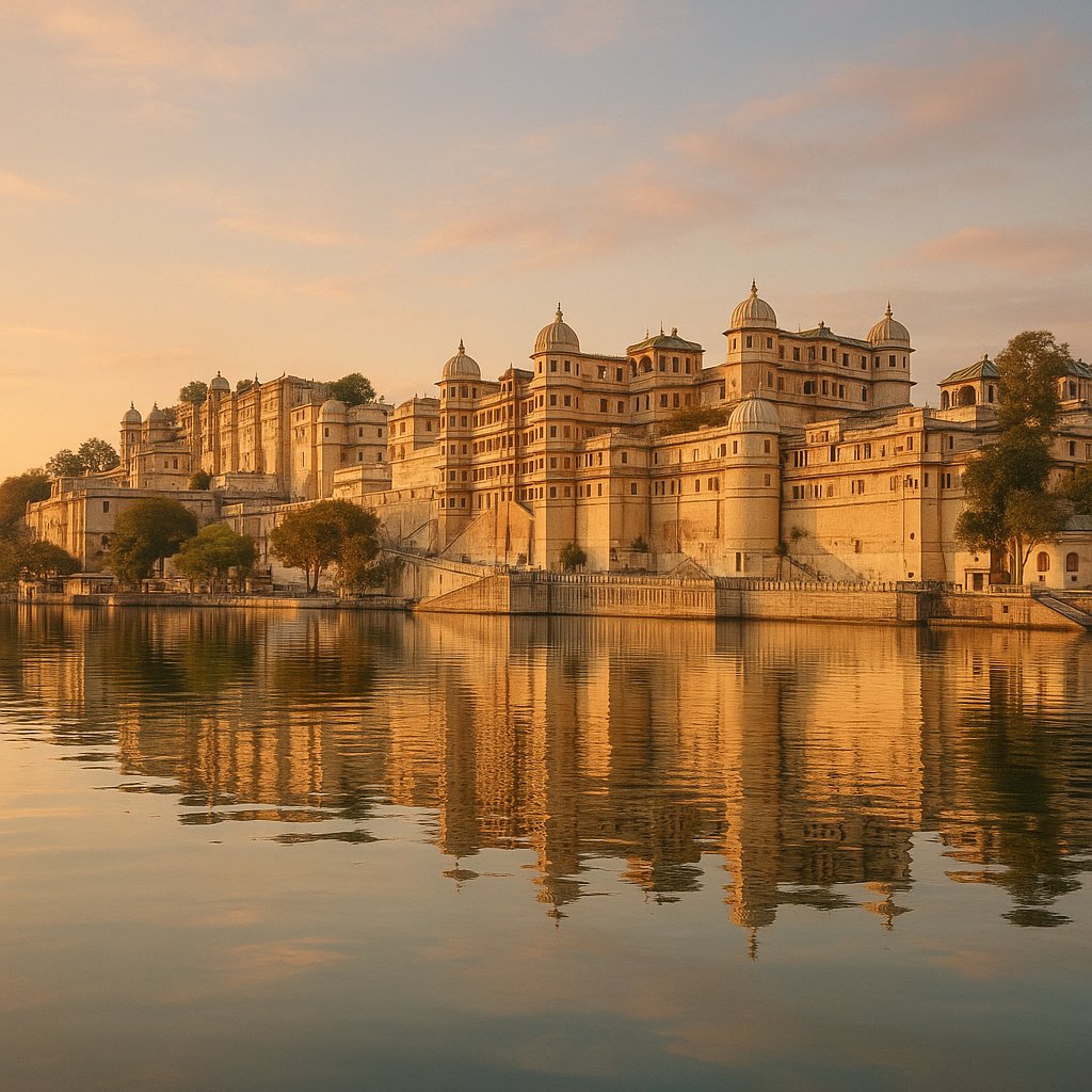 Udaipur City Palace at Golden Hour — Reflection on Lake Pichola