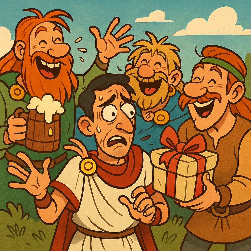 Unwanted Hospitality: Roman Merchant Surrounded by Cheerful Gauls