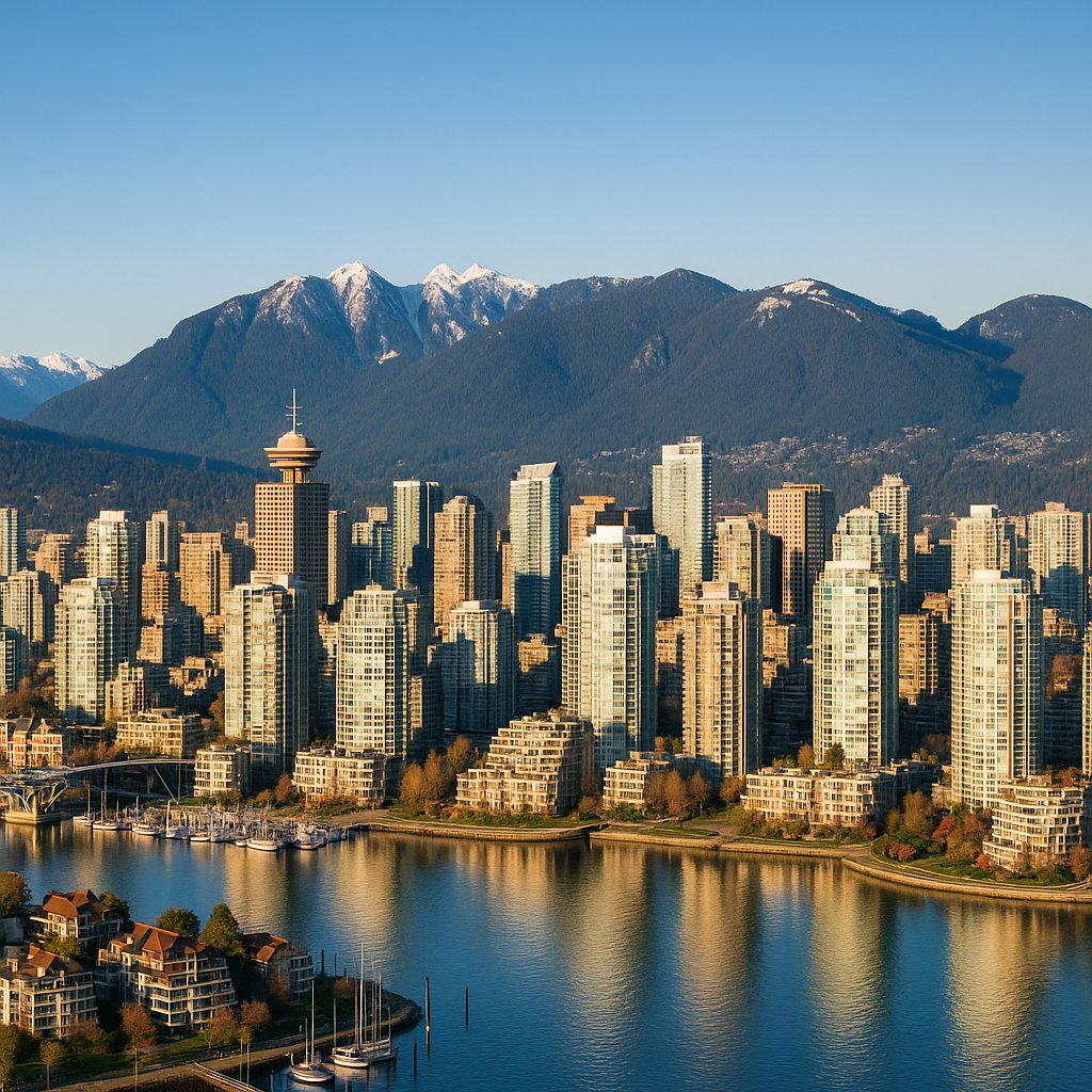 Vancouver Waterfront Skyline with Mountain Backdrop
