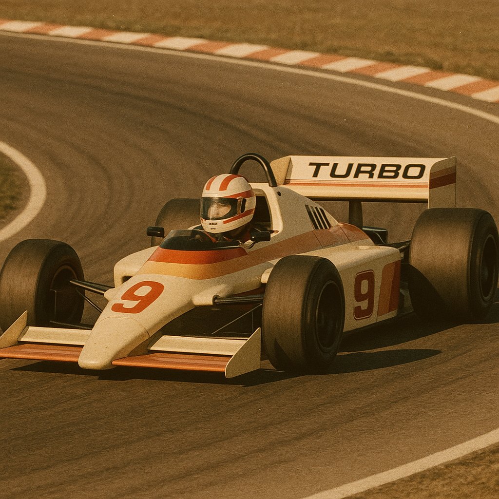 Vintage 1980s Formula-Style Racer on Track