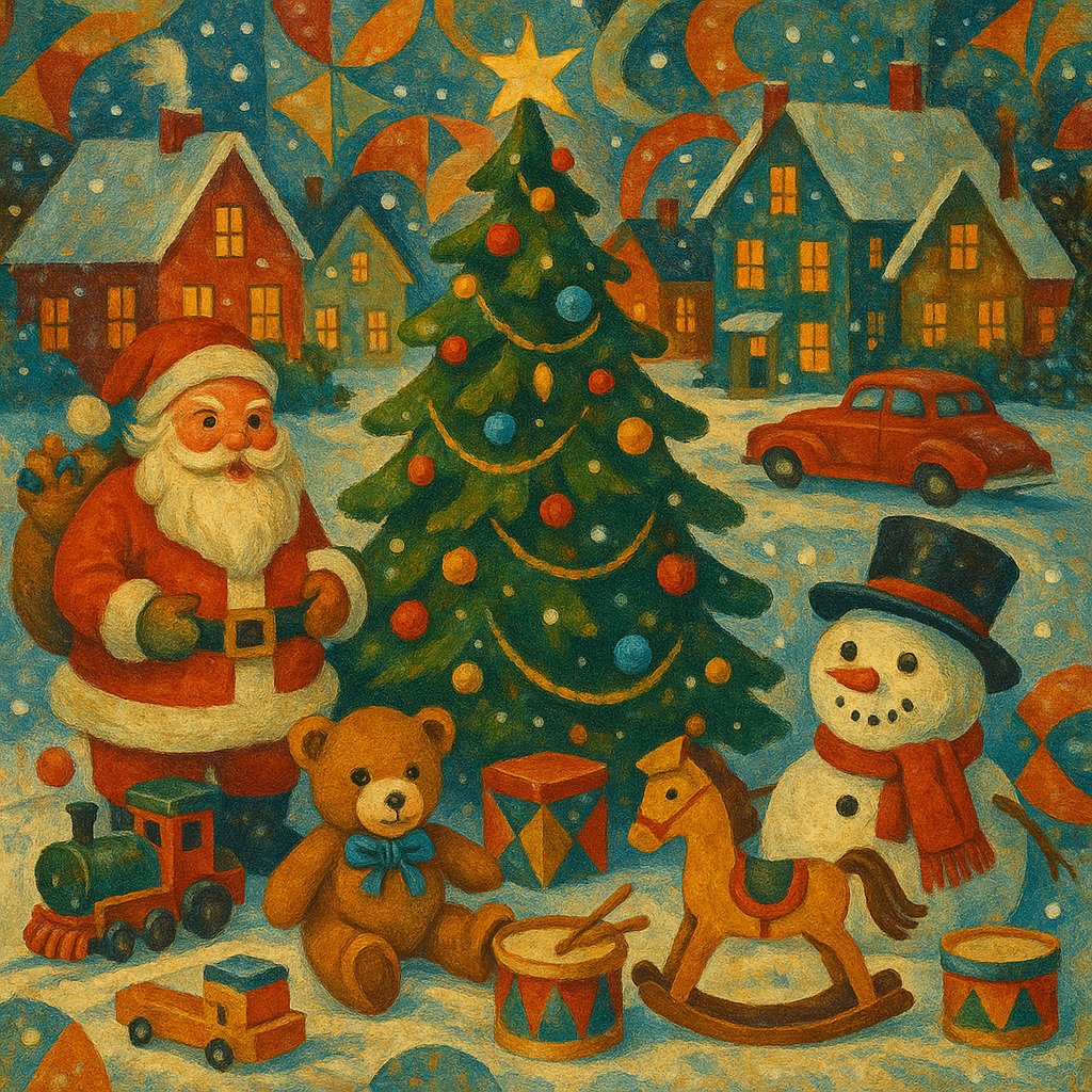 Vintage Winter Village Scene