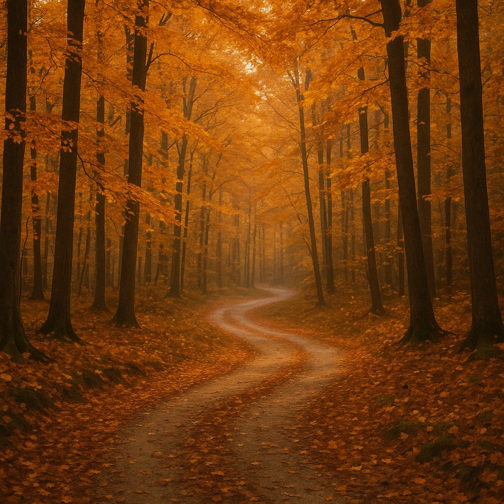 Winding Path Through an Autumn Forest