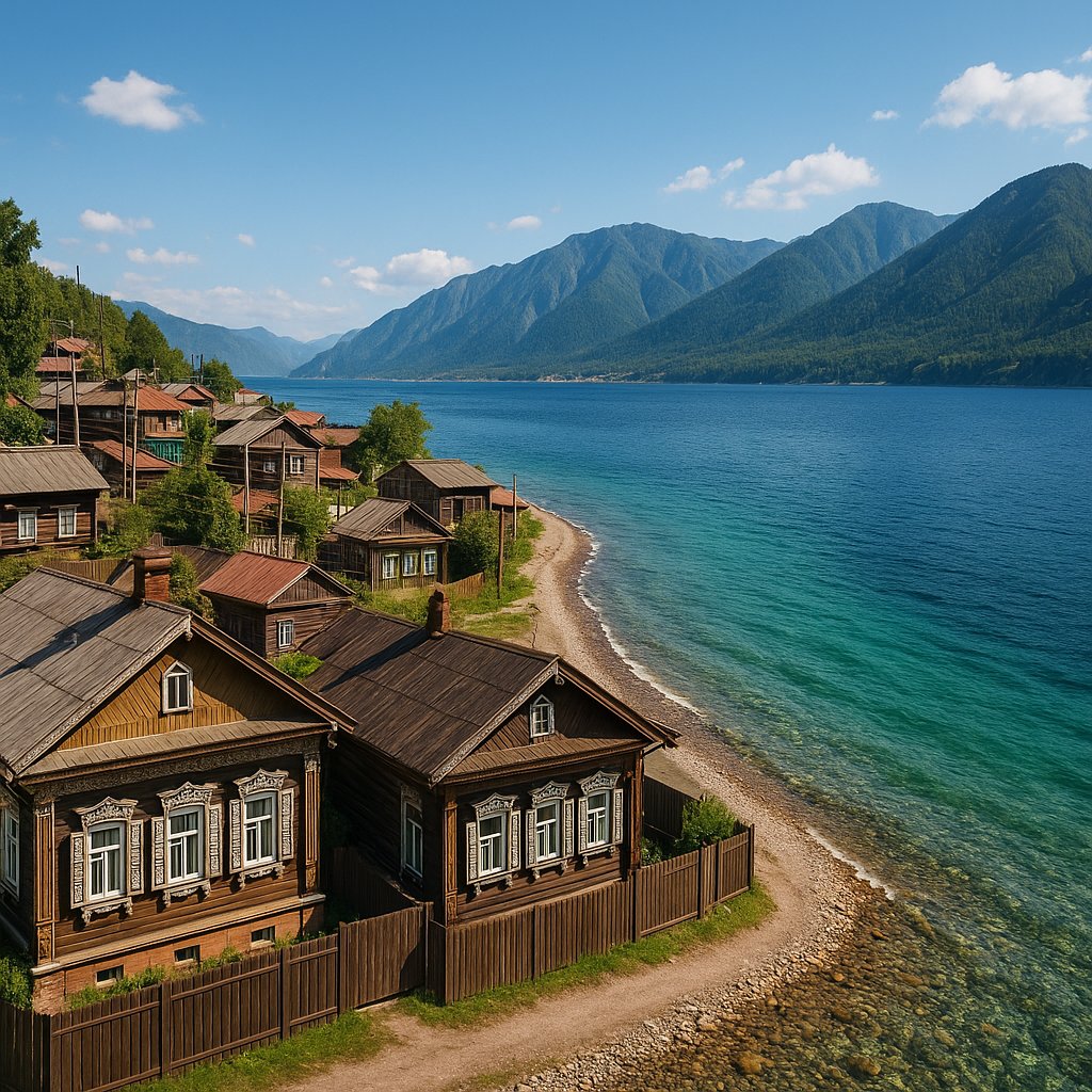 Wooden Houses on the Shore of Lake Baikal, Irkutsk