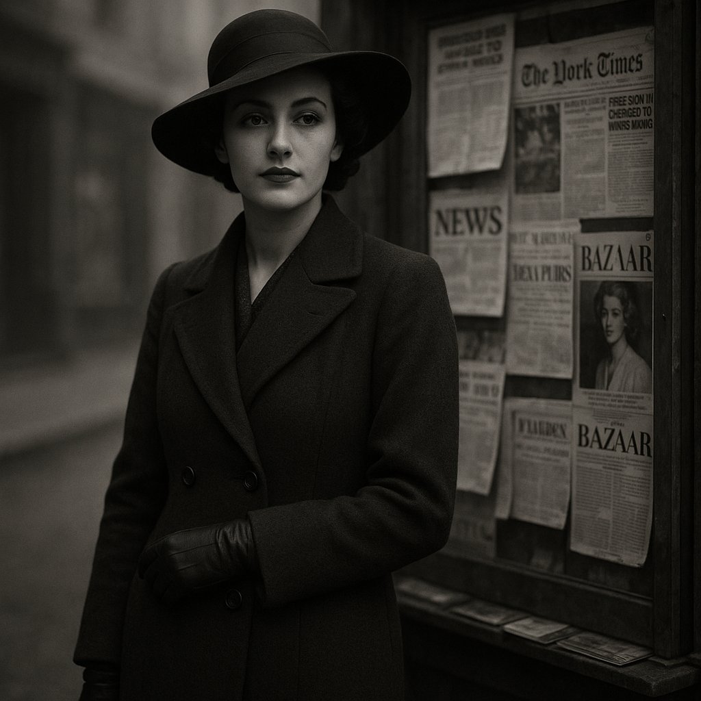 1930s Street Portrait Beside a Newspaper Stand