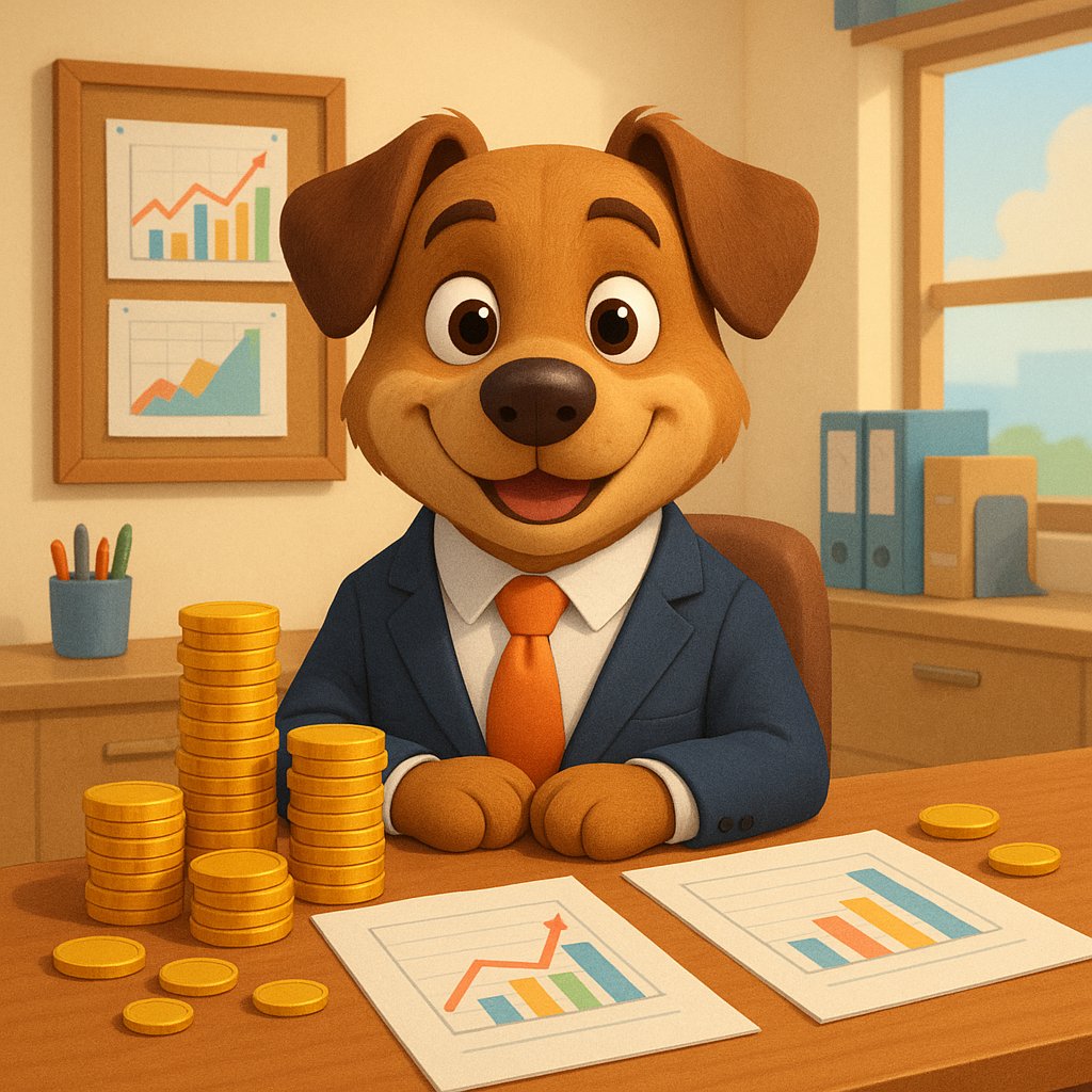 Adorable Dog Banker in Pixar-Style Office