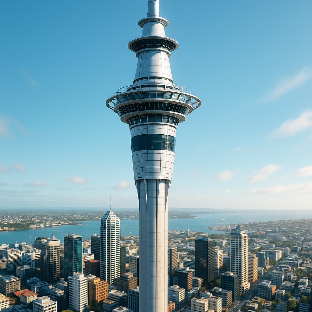 Auckland Sky Tower — Detailed View at Daylight
