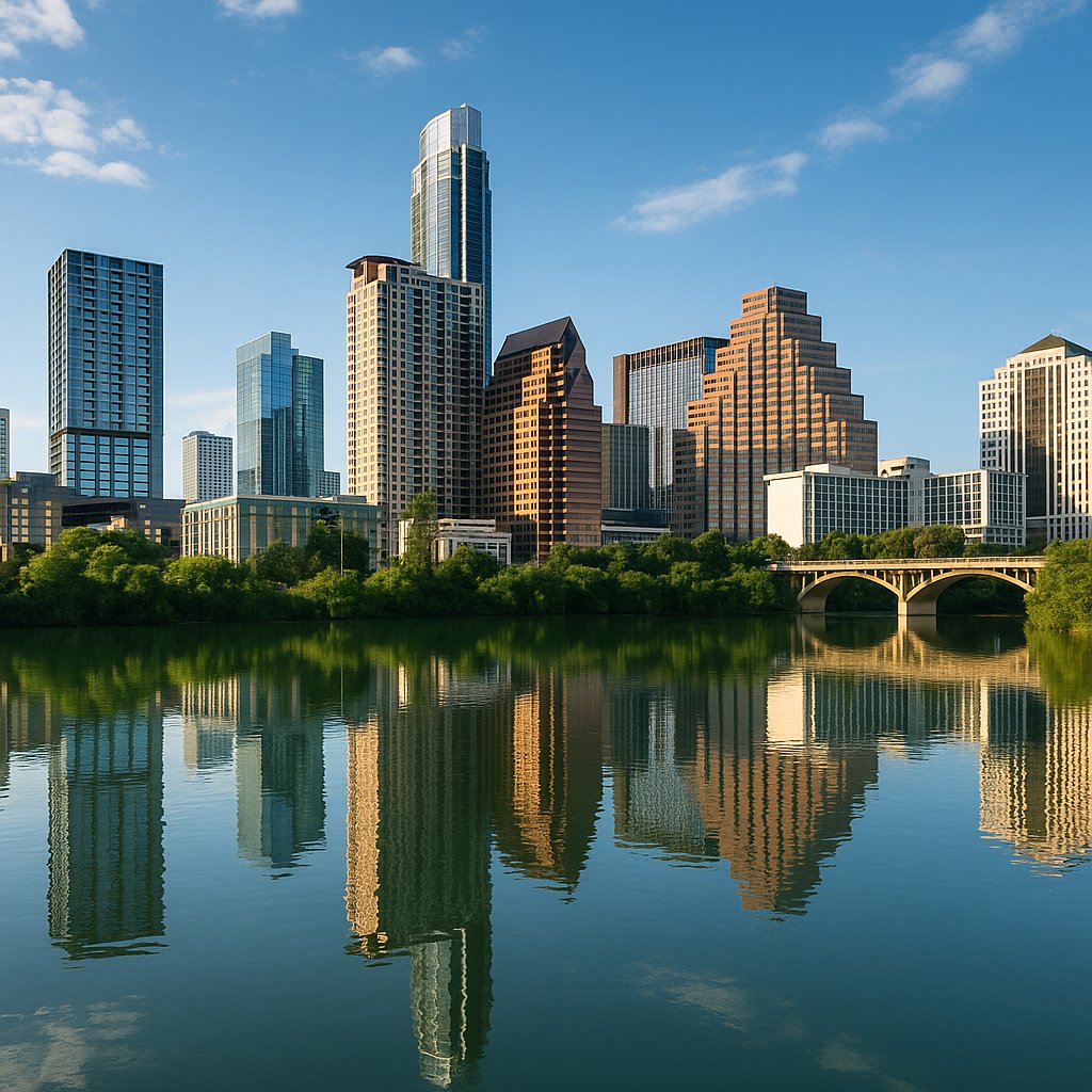 Austin Skyline Reflected on Lady Bird Lake