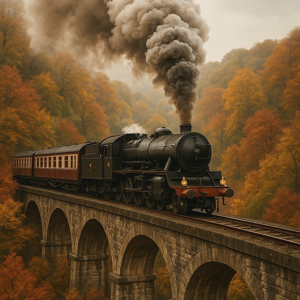 Autumn Express on the Stone Viaduct