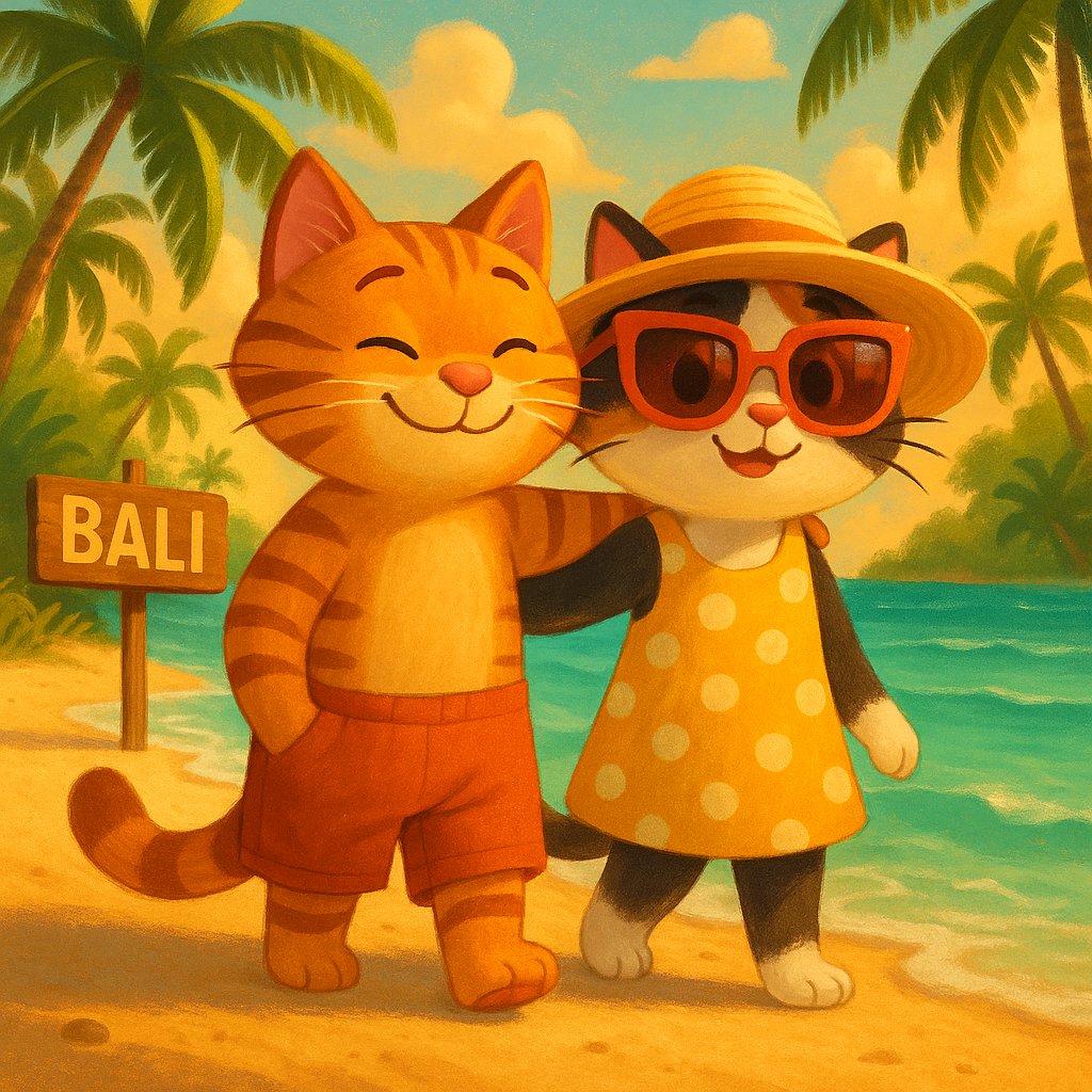 Bali Beach Paws: A Sunny Cat Couple